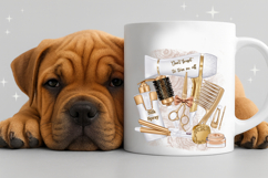 White &amp; Gold Hair Salon Sublimation PNG Beauty Tools Design Product Image 9