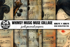 Whimsy Music Muse Collage Journal Patterns PNG Product Image 1