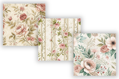 Wedding Toile Digital Paper Pack, Vintage Floral Toile Product Image 5