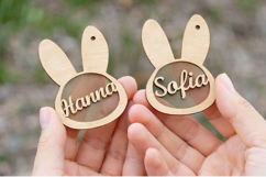 Easter bunny girls name tags digital download laser cut file Product Image 5