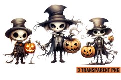 Watercolor Cute Skeleton Halloween Sublimation , PNG Product Image 1
