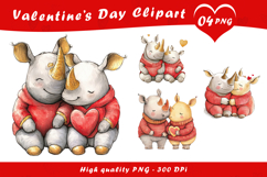 Cute Rhino Couple Love Clipart PNG Product Image 1