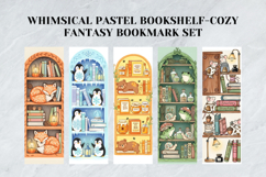 Whimsical Pastel Bookshelf Bookmark Set,Cozy Fantasy Library Product Image 5