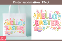 Hello Easter Bunny sublimation Stitched Easter sublimation Product Image 1