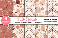 Fall Floral Digital Pattern JPG Product Image 1