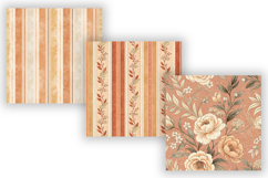Terracotta Toile Digital Paper Pack, Vintage Floral Toile Product Image 5