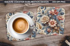 Flowers Coaster Sublimation, Spring Coaster PNG Design Product Image 1