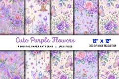 Cute Purple Flowers Pattern JPG Product Image 1