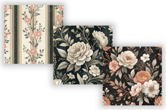Black Toile Digital Paper Pack, Vintage Floral Toile Product Image 6