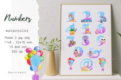 Number Watercolor Flowers Card,Poster number Sublimation PNG Product Image 3