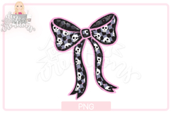 Halloween PNG: Black and Pink bow with skulls Product Image 1