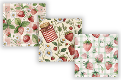Pastel Strawberry Gingham Digital Paper, Seamless Watercolor Product Image 5