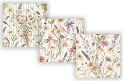 Coquette Bow Wildflower Digital Paper, Pastel Cottagecore Product Image 5