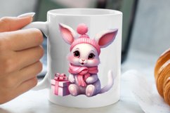 Cute Pink Christmas Animals Clipart Sublimation Product Image 5