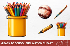 Watercolor Back To School Sublimation Clipart Product Image 1