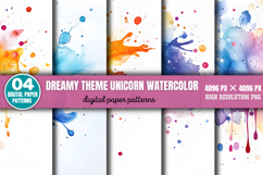 Dreamy theme Unicorn watercolor splashes Background Paper Product Image 6
