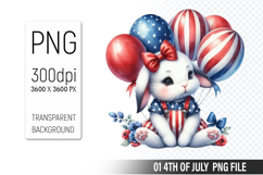 4th Of July Bunny Sublimation Clipart PNG Design Product Image 1