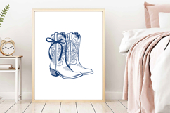 Blue Coquette Bow Cowboy Boot Print Product Image 5