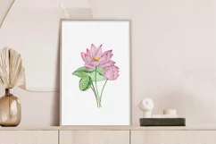 Watercolor Lotus Flower Wall Art Print Product Image 5