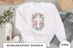 Watercolor Floral cross Png clipart Product Image 5