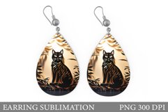 Black Cat Teardrop Earring. Cat Earring Sublimation Product Image 1
