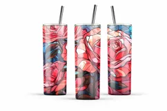 Roses tumbler wrap Stained Glass Png 20 Oz Sublimation Product Image 5