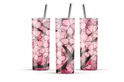 Cherry blossom skinny tumbler sublimation designs PNG Product Image 5