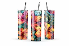 Tropical flower tumbler Stained glass tumbler wrap summer Product Image 5