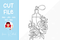 Floral perfume bottle Line Art Cut File Product Image 1