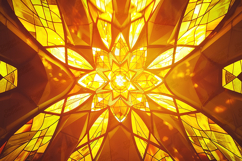Golden Stained Glass Star Mandala with Radiant Light Product Image 1