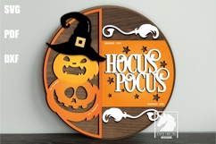 Hocus Pocus Door Hanger SVG | Halloween Pumpkin Round Sign Product Image 1