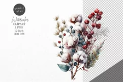 Christmas clipart, Cotton bouquet, Winter clipart Product Image 1