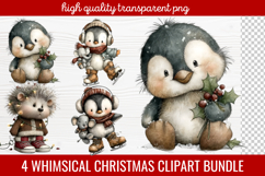 4 Whimsical Christmas Clipart | Cute Festive Holiday PNG Product Image 1
