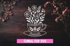 Vintage floral teacup SVG Product Image 1
