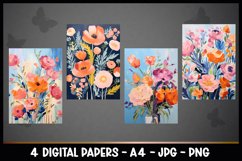 4 Beautiful Flowers Digital Papers I Junk Journal Pages Product Image 2