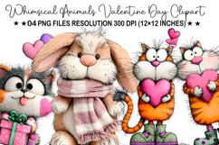 Whimsical Cats Valentine's Day Clipart, Valentine's Day PNG Product Image 1