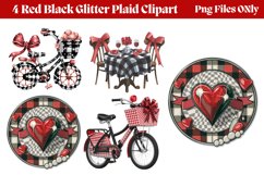 Red Black Glitter Plaid Clipart PNG Product Image 1
