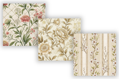 Fabric Toile Digital Paper Pack, Vintage Floral Toile Product Image 5