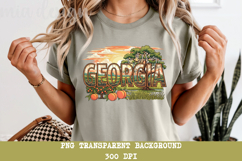 Georgia State PNG, Vintage Peach State Botanical Sublimation Product Image 1