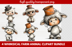 4 Whimsical Farm Animal Clipart | Cute Farm Animals PNG Set Product Image 1