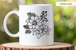Hand Drawn Poinsettia Christmas Floral Arrangement SVG Product Image 5