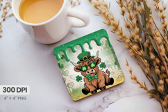 Funny Highland Cow Square Coaster PNG Sublimation Design Product Image 1