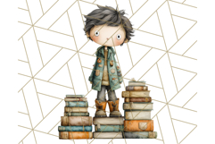 Whimsical Library Clipart with Cozy Readers and Books Product Image 5