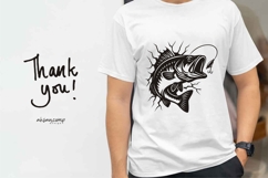 Vector Bass Fish Silhouette Jumping with Lure Product Image 4