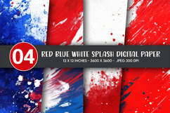 Red Blue White Splash Digital Paper Product Image 1