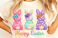 Happy Easter PNG, Coquette Easter Bunny, Faux yarn Bunny PNG Product Image 2