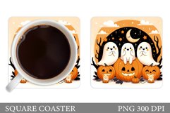 Cute Ghost Coaster Design. Halloween Sublimation Product Image 1