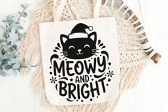 Meowy And Bright Svg, Funny Cat Christmas Svg, Cat Lover Svg Product Image 6