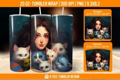 3d Cute Cat Tumbler Wrap Designs, Sublimation Wrap Product Image 1