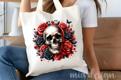Gothic Floral Skull PNG Red Black Halloween Sublimation Product Image 4